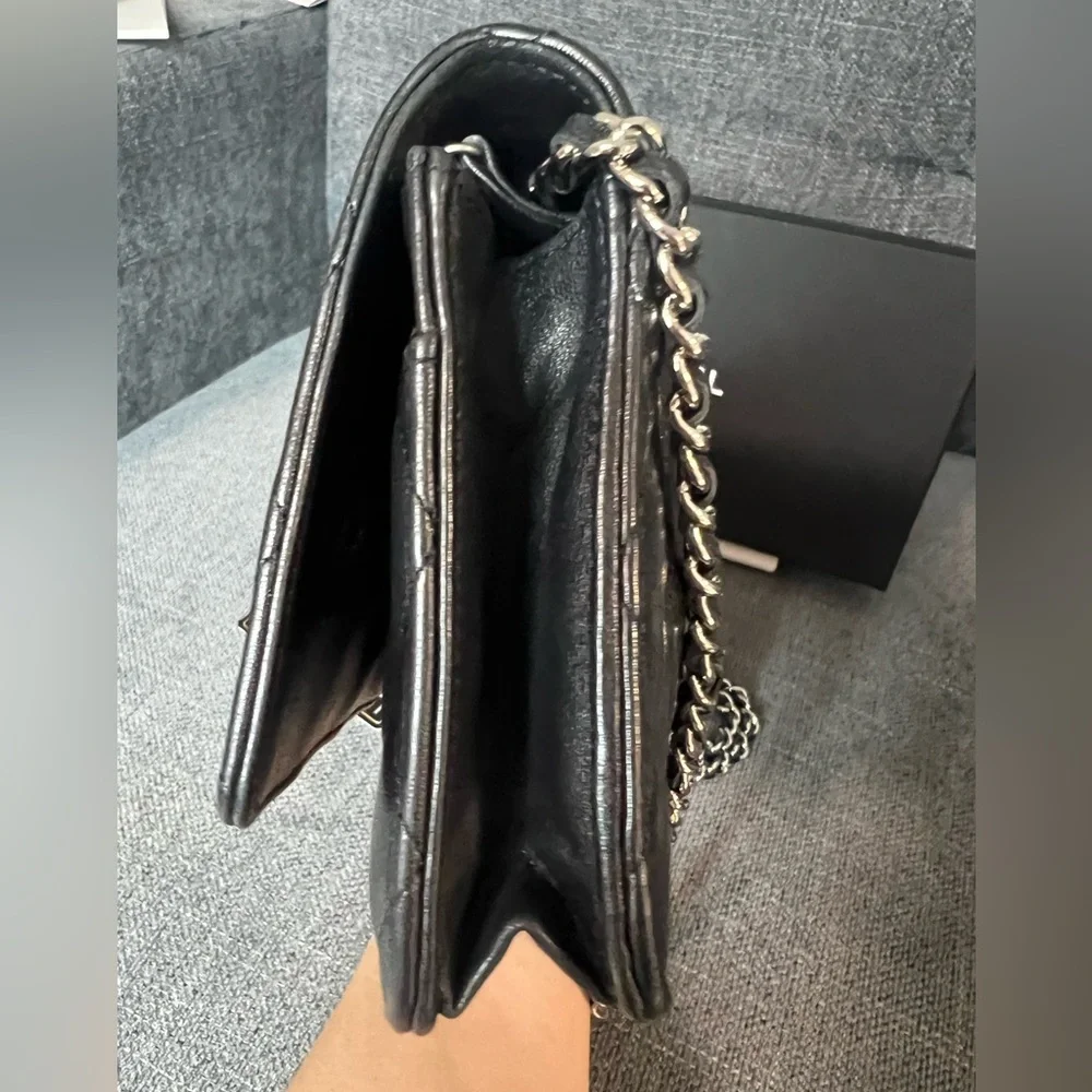 CHANEL classic wallet on chain WOC LAMBSKIN leather